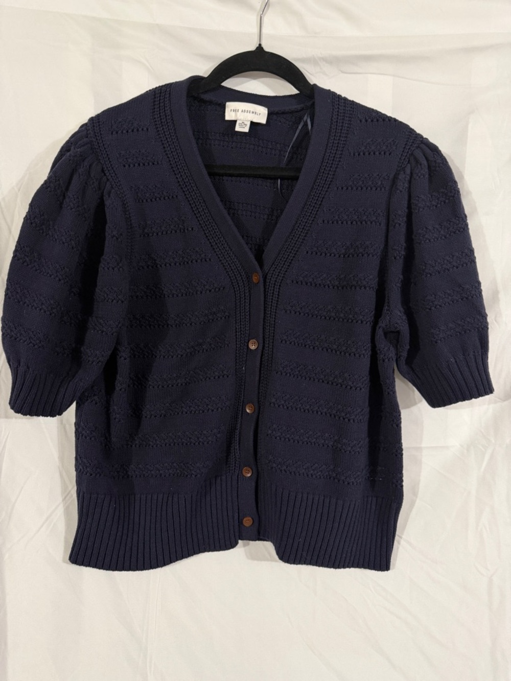 Free People Navy Knit Button-Front Cardigan